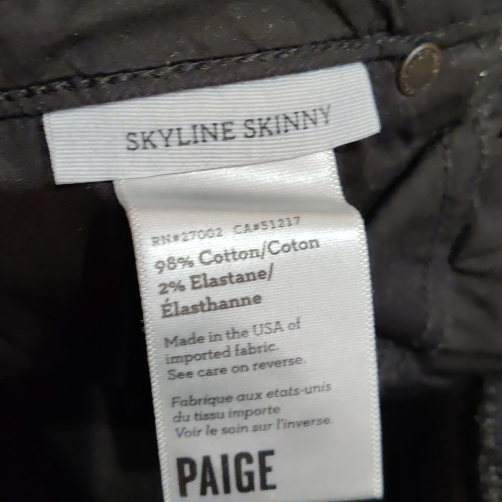PAIGE Skyline Skinny Black Shadow jeans 27 - Picture 8 of 8
